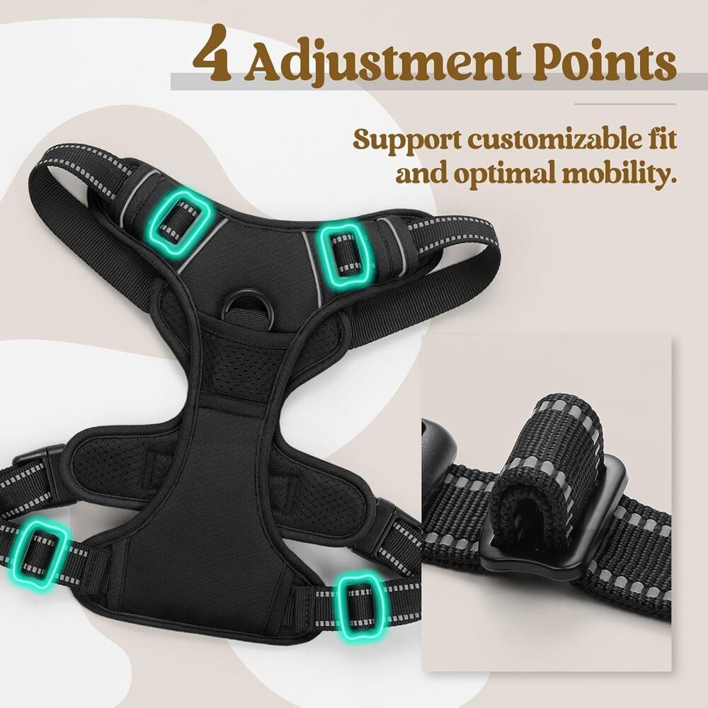 Fofunipaw Dog Harness No Pull with 2 Leash Clips, Adjustable Soft Padded, - Picture 3 of 6